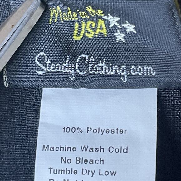 Retro Style Steady Bowling Rockabilly Short Sleeve Bowling Shirt Blk/Cream L/XL - Picture 9 of 10